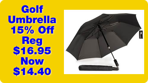Golf Umbrella 15% Off - Regularly $16.95 Now $14.40